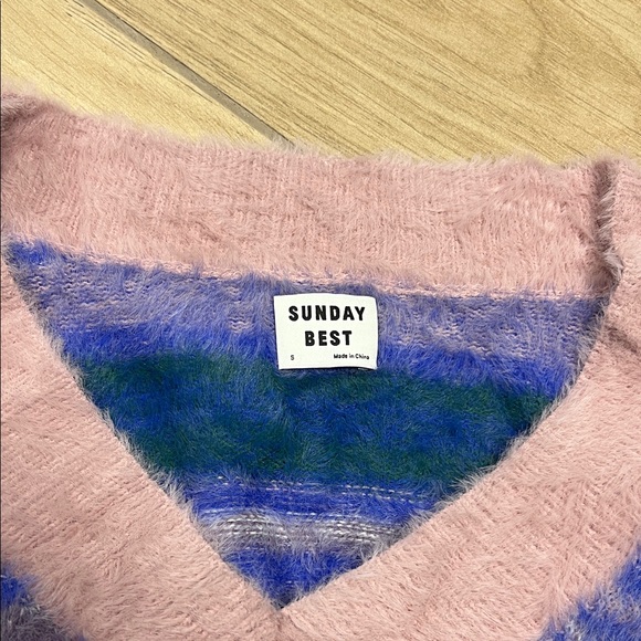 Aritzia V-Neck Sweater - Pink, Blue, and Green - Picture 2 of 5